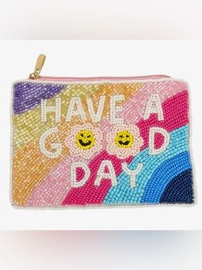 Have a GOOD Day - Colorful Beaded Coin Purse Bag Clutch